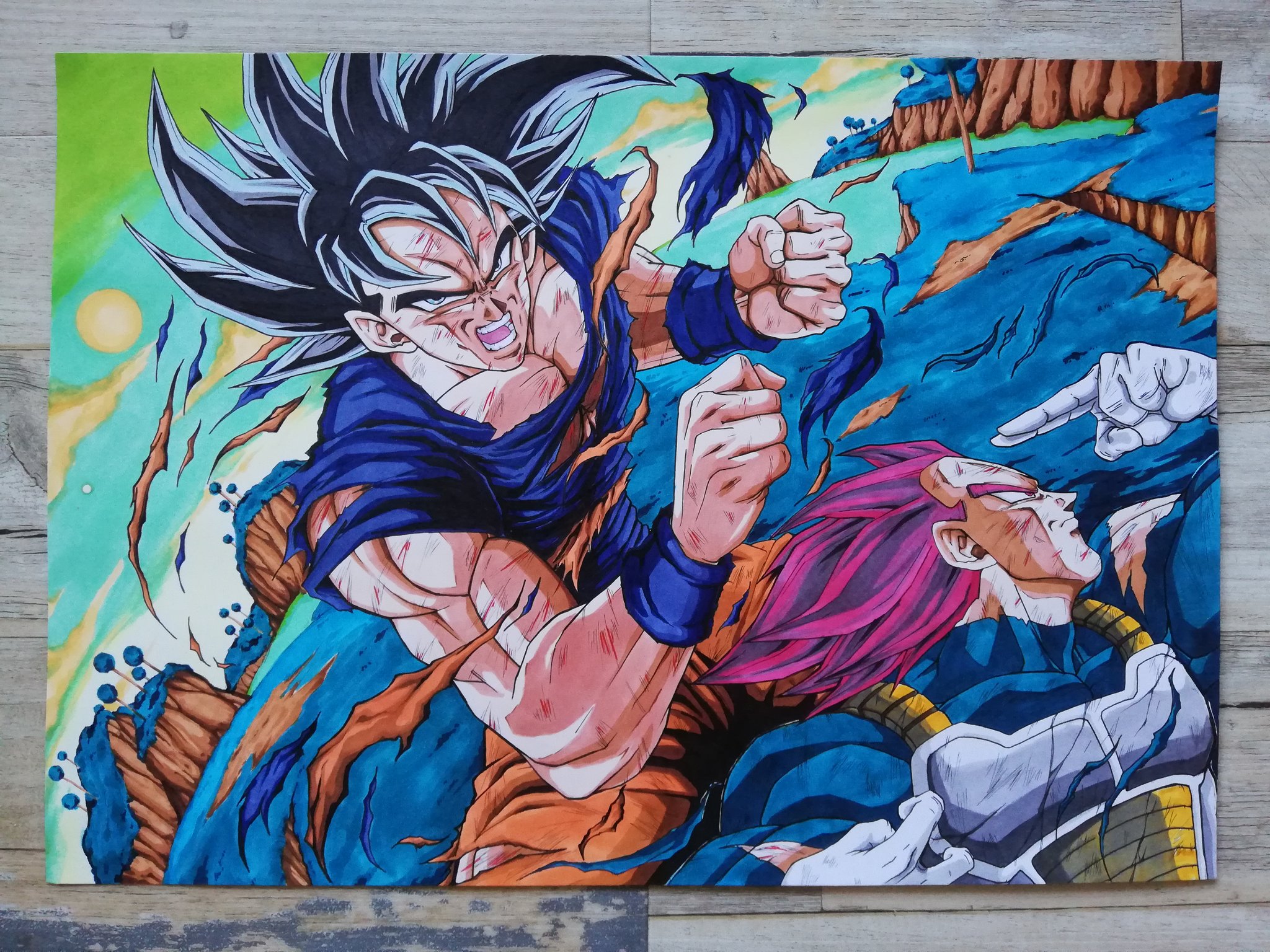 Drawing Goku VS Vegeta - Super Saiyan Blue ( Dragon Ball Super )
