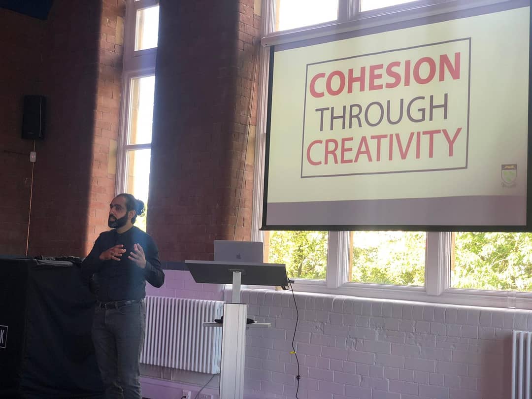 HollinsCTC's tweet photo. Talking about our ground-breaking 'Cohesion through Creativity' programme at the Arts &amp; Soul seminar held at @LandmarkBurnley organised by @GinaDowdingMEP . Looking at how arts in schools can have an important role to play in promoting cohesion. @thehollinslancs #artsandculture https://t.co/sCPYk2SpGx