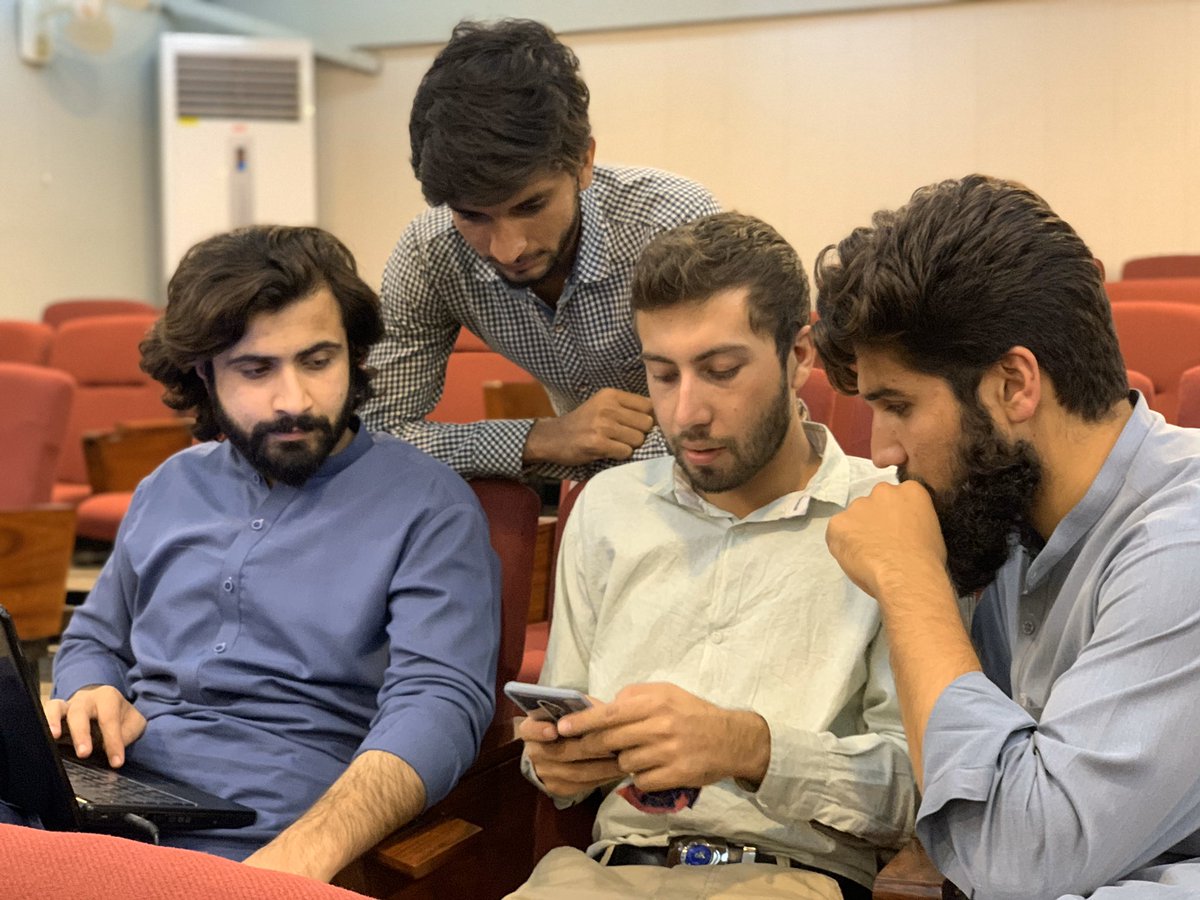 PeshawarApps's tweet photo. Participants are having final discussions before they present their progress to the mentors at @SpaceApps Peshawar Challenge 2019 organised by @RaheQamar at @cecosofficial.

#SpaceApps #SpaceAppsPeshawar #SpaceAppsPakistan #NASA #raheqamar https://t.co/bBUWTa2tnZ