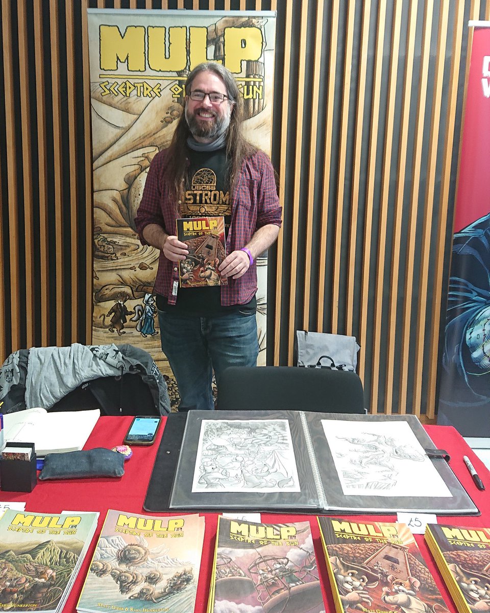 SaraDunkerton's tweet photo. Come find @mattwgibbs and I @NottinghamComic, Table U35! We have @MULPcomic Issue #5! The final instalment in our adventure! Hot off the press!
#comics #mulpcomic #mulp #improperbooks #mulpsceptreofthesun #comiccon #ncc #nottinghamcomiccon #ncc2019 #womenincomics #mice #adventure https://t.co/0I7yKwcOlx