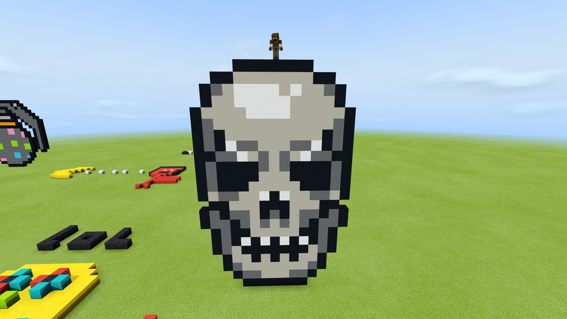 Skull pixel art built on my viewers creative world. 