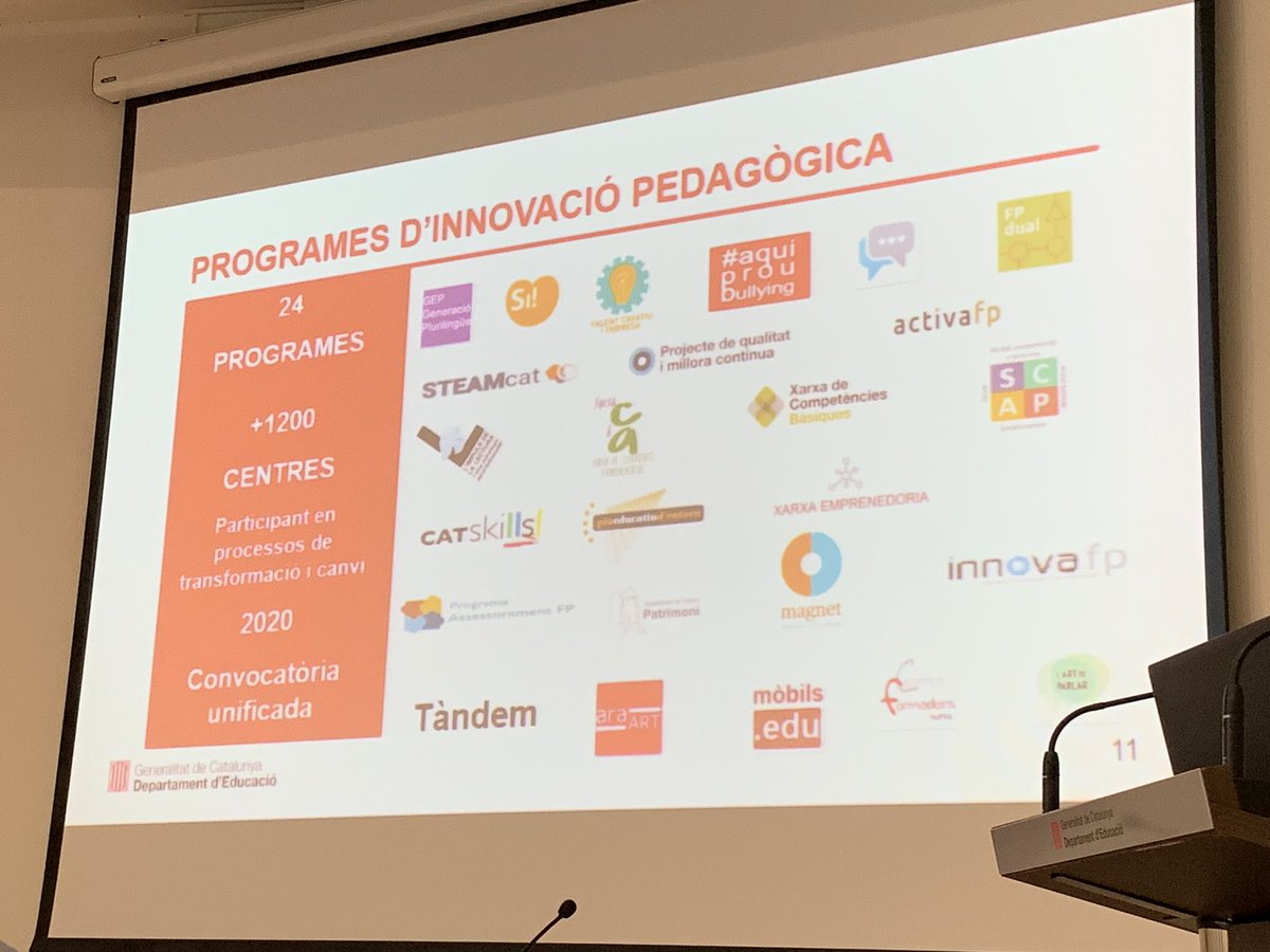 iToniGarcia's tweet photo. #TerresdelEbre #innovacio #jip19 @biayna 1200 centres educatius en processos de transformació i canvi per a la millora amb l’ajuda de 24 programes d’@educaciocat https://t.co/EeZF92P7Gk