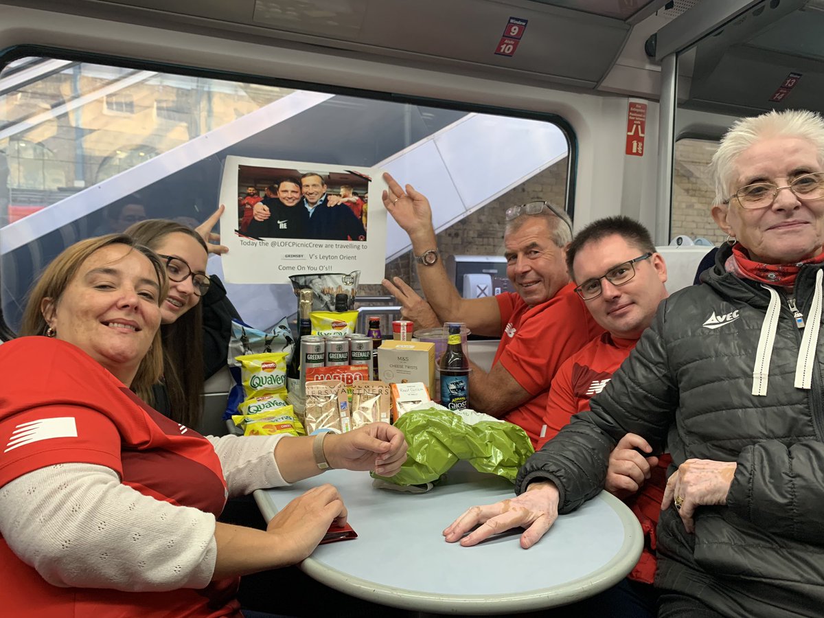 LOFCPicnicCrew's tweet photo. AWAY TO GRIMSBY: Today’s picnic is brought to you from 0948 Hull Trains service to Cleethorpes via Doncaster! #LOFCPicnicCrew #picniccrew #Reunited #TablesAgain #ComeOnYouOs #lofc #BossRoss #RossLastGameAsBossRoss #LOFCAwayDays @drinkingontrains ⚽️🍻🥪 https://t.co/pQksI64Cuz