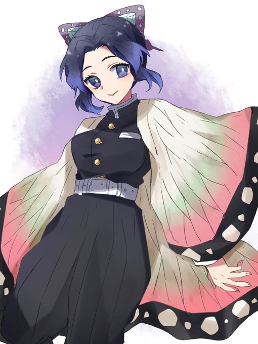 ななしばさんがTwitterに投稿した胡蝶しのぶ(鬼滅の刃)のイラスト。