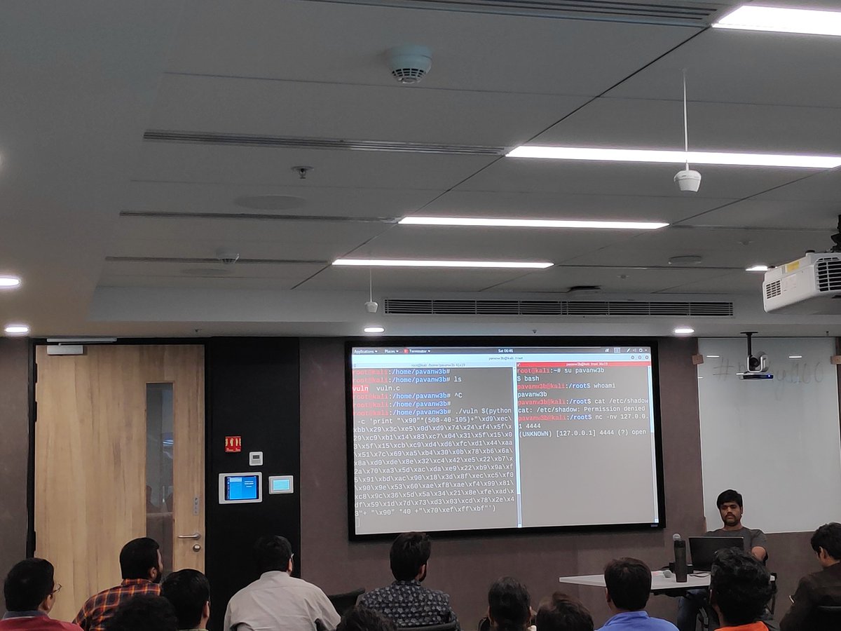mani0x00's tweet photo. And finally, buffer overflow by @pavanw3b @nullhyd @ervikey @vhssunny1 @NahtnahS @jassics @satishb3 #nullhyd100 https://t.co/wvib2BTd95