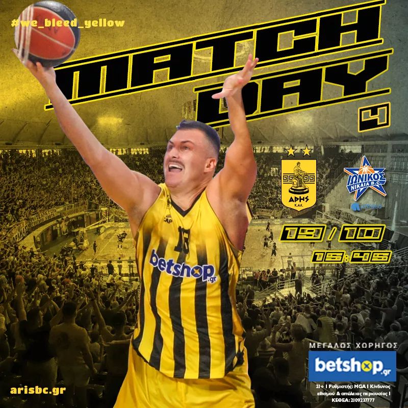 ARISBCgr's tweet photo. ๐Match Day โน
๐ฮฯฮฝฮนฮบฯฯ Affidea
๐ Nick Galis Hall
โฑ15:45
๐ฅ ฮฮกฮค SPORTS BL Show
#arisbc #arisbc19_20 #emperor #betshopgr #betshop #we_bleed_yellow #arisioni #matchday_4 https://t.co/RH1PrXoroK