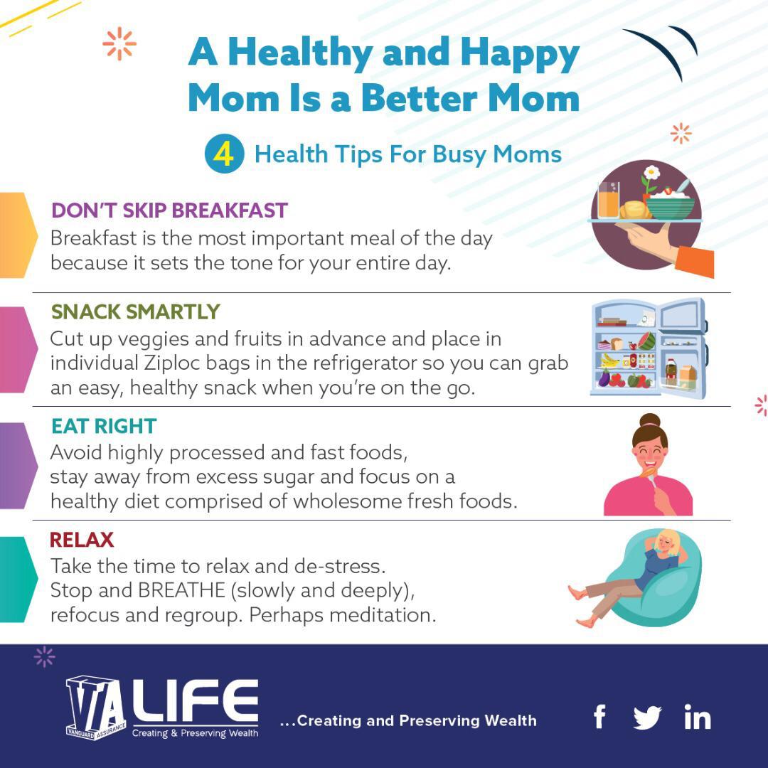 valifegh's tweet photo. Moms, staying healthy is necessary to sustain a better you. Practise these health tips as you enjoy your weekend!!!
#vanguardlife #vanguardassurance #insurancepolicy #healthylife #lifepolicy #ghana #accra #insurance #creatingwealth #preservingwealth https://t.co/TiGaQHj1BE