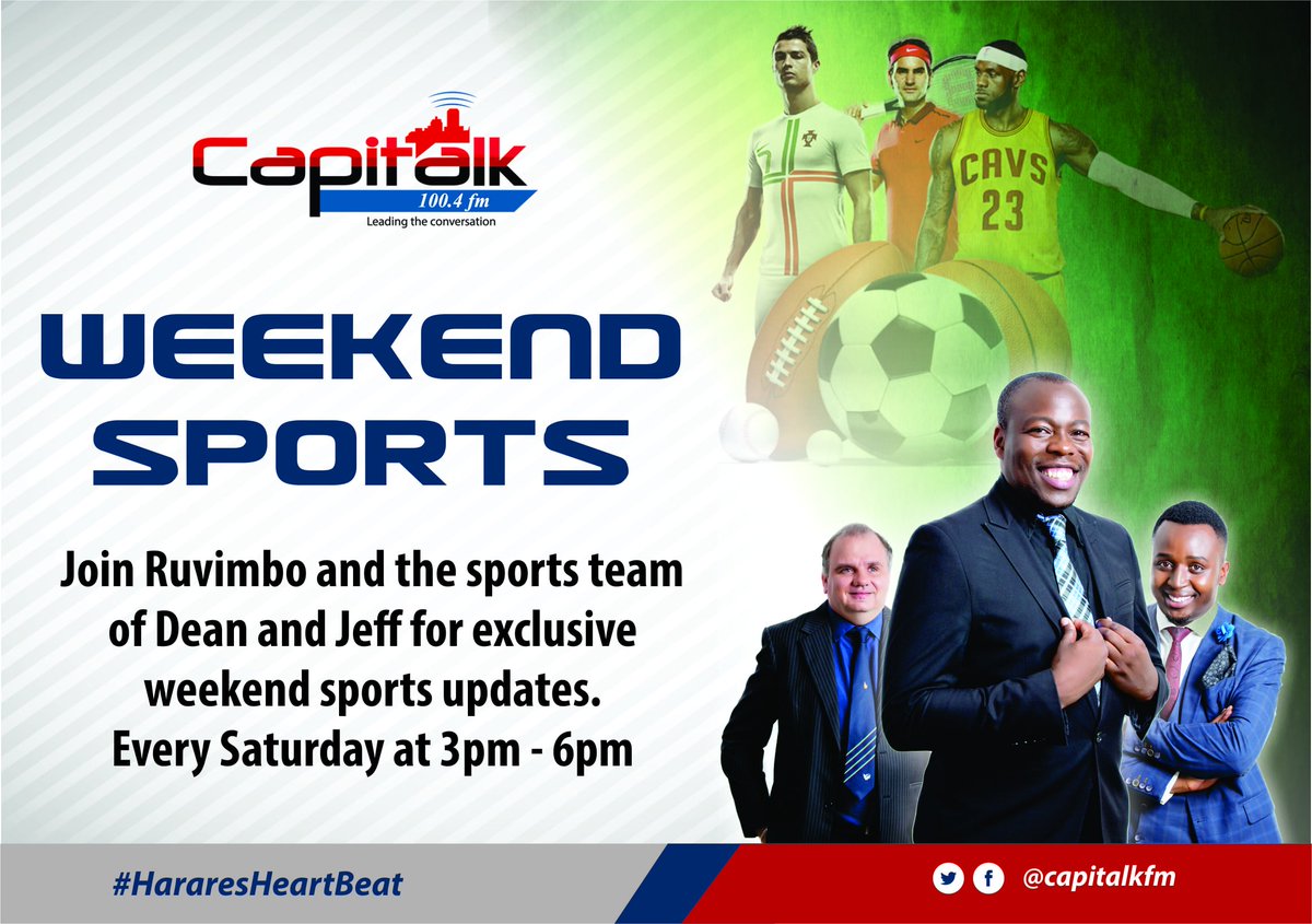 capitalkfm's tweet photo. #WeekendSports

Don't miss a thing when we have you covered!

Join @RukudzoV &amp; the sports team every Saturday from 3pm as they give you the week's rundown in the world of Sport.

#WeekendFix
#WeLoveOurSport
#HararesHeartBeat https://t.co/j5asq8ViqB