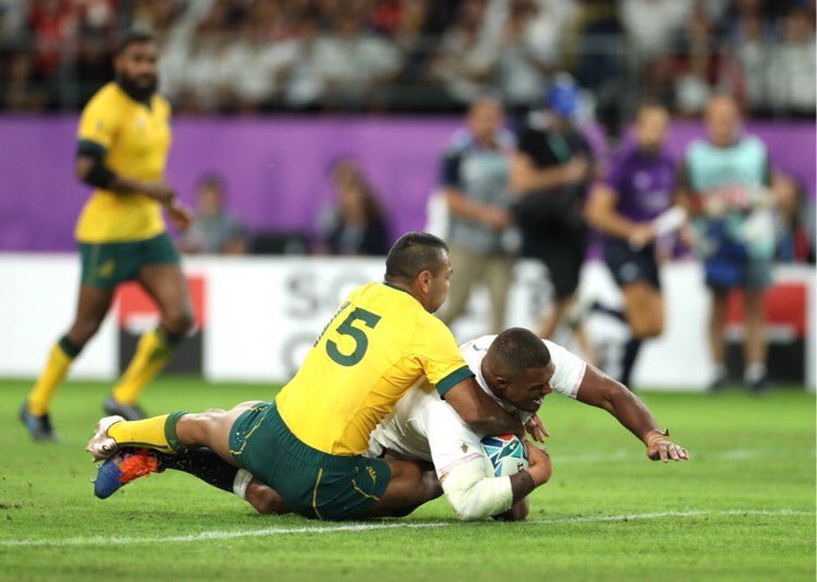 KyleSinckler's tweet photo. That was special from the boys. Onto next week 👊🏾🌹

#RWC2019 #TootingTrain https://t.co/cjLQLEa3ca