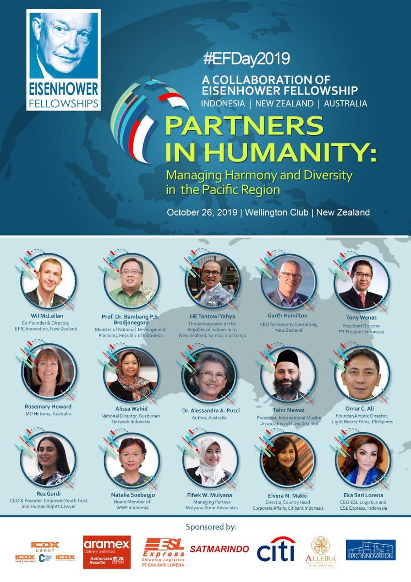 elisa_jkt's tweet photo. Celebrating #EFDay, EF Fellows from Indonesia, Australia, & New Zealand join forces to conduct pacific regional conference themed “Partners in Humanity: Managing Harmony & Diversity in the Pacific Region”
Saturday, 26 October 2019. For registration http://bitly/EFDay2019. https://t.co/risdhzzD8J