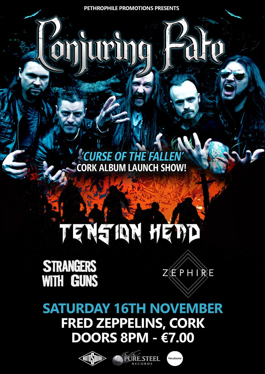 ConjuringFate's tweet image. 4 weeks until we hit Cork, Sat 16th Nov. It's been over a year since we hit this fine city!

See you all soon for our 1st of 3 album launch shows!

'Curse Of The Fallen' out 15th November through @puresteelrec! 

@rotosound_uk @VocalzoneHQ @pethrophile #heavymetal @FredZeppelins