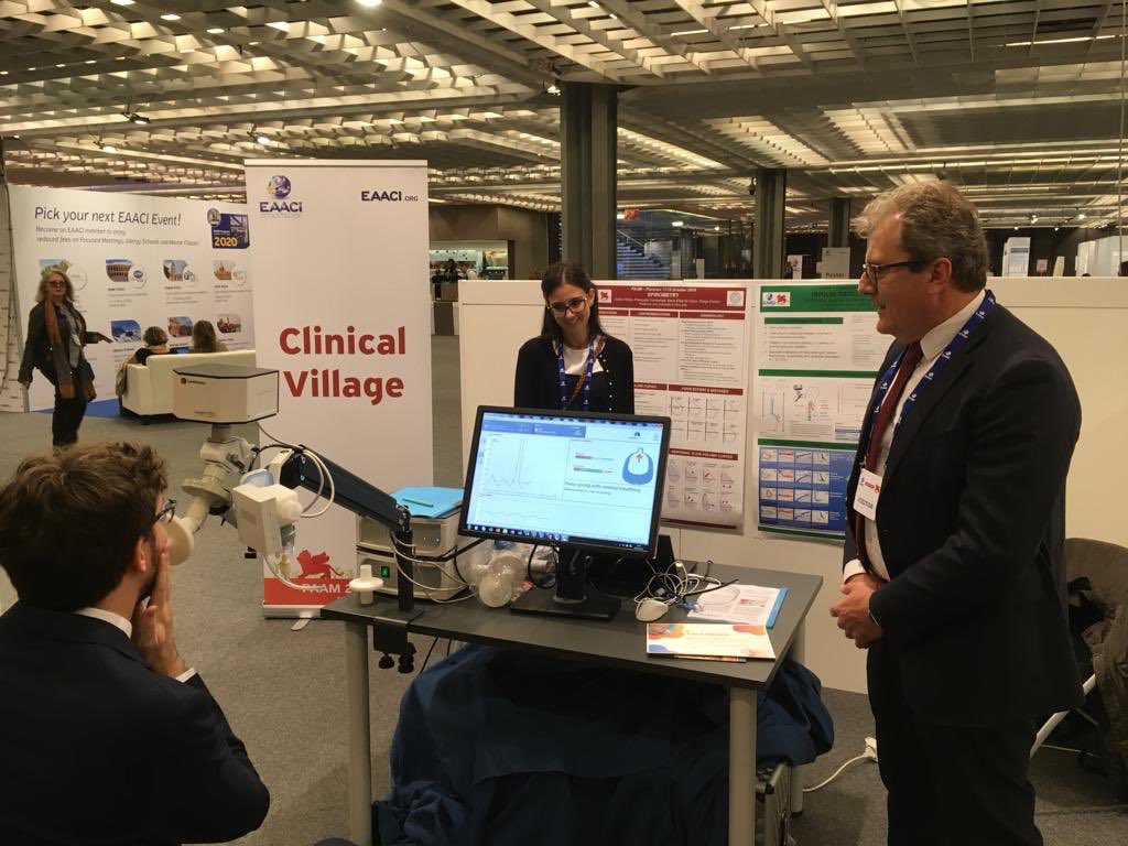 pascomber's tweet image. Proud to have contributed to the organization of the Allergy Village at @EAACI_HQ #PAAM2019 were we showed participants how to perform Lung Function Tests #Spirometry in children and especially #ImpulseOscillometry in children and preschool children! @EAACI_JM