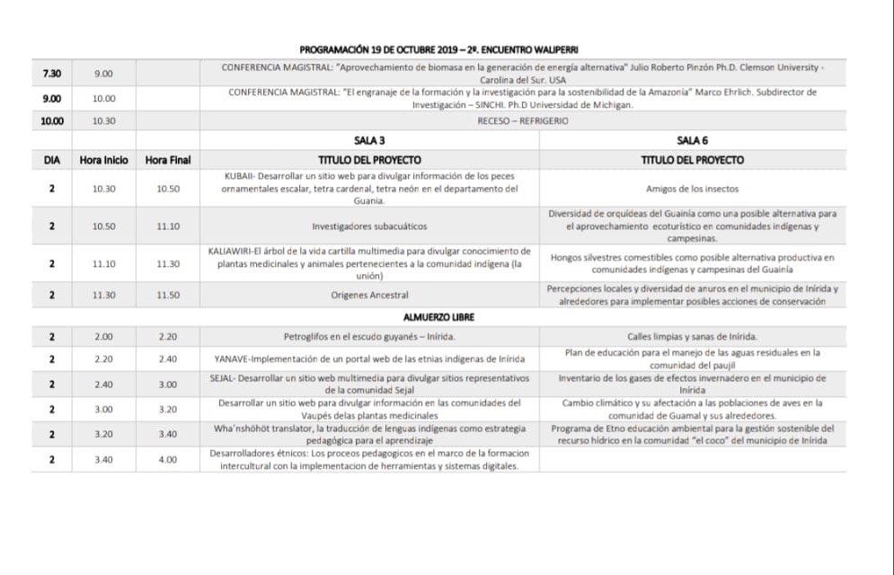 Hoy los grupos ondas “Amigos de los Insectos” e “Investigadores Subacuáticos” presentarán sus proyectos en el Segundo Encuentro de Innovación, Investigación Y Emprendimiento Waliperry, organizado por el SENA Guainía y SENNOVA. 
Consulta la programación aquí👇🏽