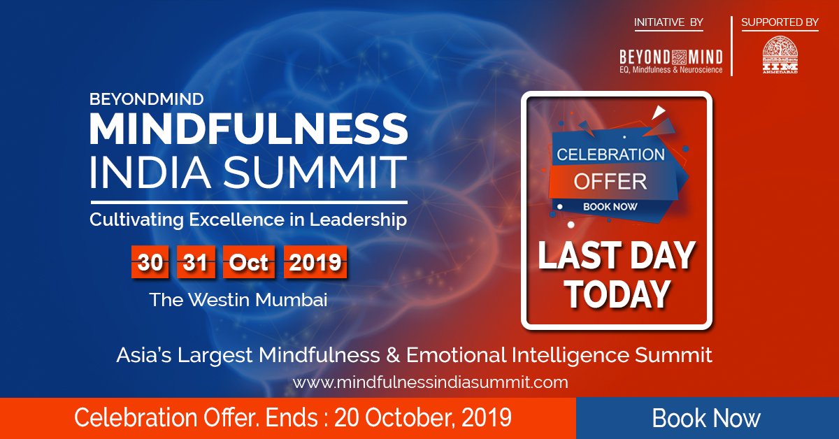 MindfulIndiaNow's tweet image. Last Day today for Celebration Offer at Mindfulness India Summit. Don&apos;t Miss Out. Hurry! Register Now at: mindfulnessindiasummit.com/registration/ #mindfulnessindiasummit #mindfulnessindia #beyondmindlearning #neuroscience #leadership #emotionalintelligence @mbehl1 @shalinibehl @Beyondmindnow
