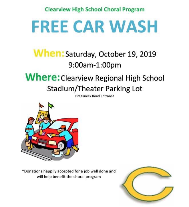 viewchoirs's tweet photo. Have a date, wedding or glamorous event to attend tonight?  Let the Clearview Choir help get your car dressed to impress!  FREE carwash today only at Clearview Regional High School! share this post and tell your friends.   Donations gladly accepted for a job well done. https://t.co/TS3TwITuMA