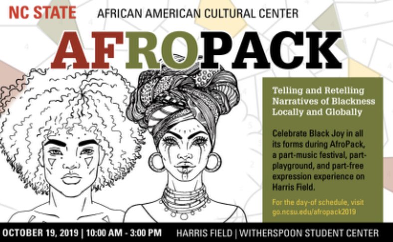 SAAC_NCState's tweet photo. Afropack is TODAY!! Make sure to stop by Witherspoon Student Center for an amazing event!! https://t.co/V6lORMONZY