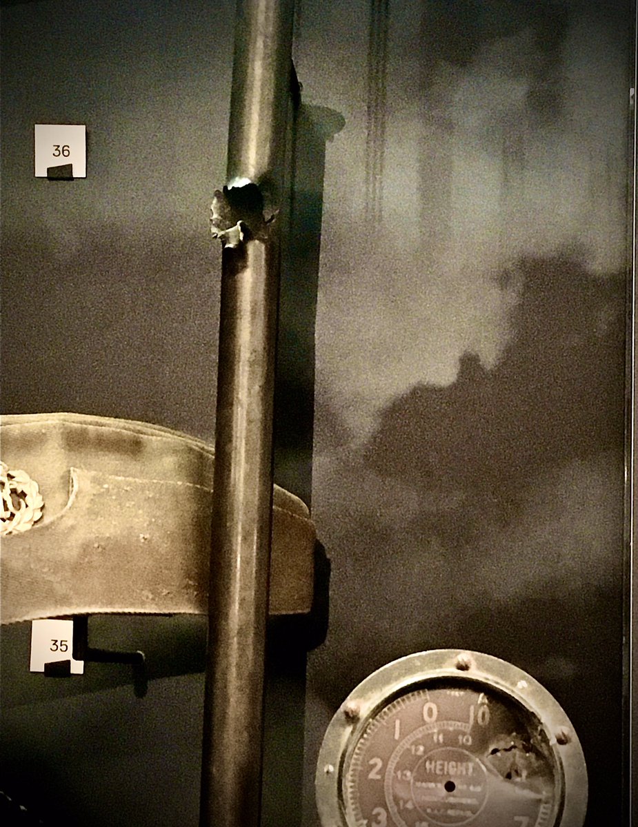 JHSurvival's tweet photo. This is the control stick from Colonel Hugh Dowding’s aircraft of 1916. Yes that’s a bullet hole in it, near where his hand was holding it. Luckily for the the world he survived to lead the RAF’s defence during the Battle of Britain in the summer of 1940. https://t.co/faYIR152eg