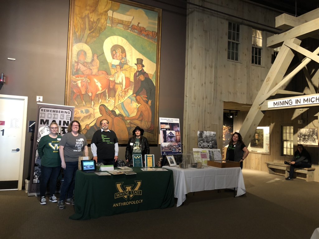 AnthroAtWayne's tweet photo. If you’re near Lansing today come to the Michigan History Center for Archaeology Day! Our Wayne State archaeologists are on display! #digdetroit #michiganhistory #mishpo #archaeology @waynestate https://t.co/E8HlwTNkES