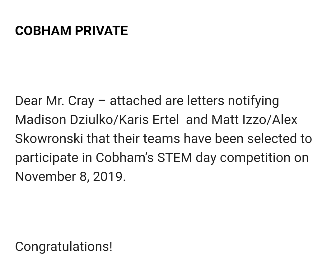ea_cray's tweet photo. Incredibly proud of my CAD1 kiddos!! EA will represent 2/3 teams in the next round on Nov 8th! @EastAuroraHSNY #tEAm https://t.co/37KdJbj5oW