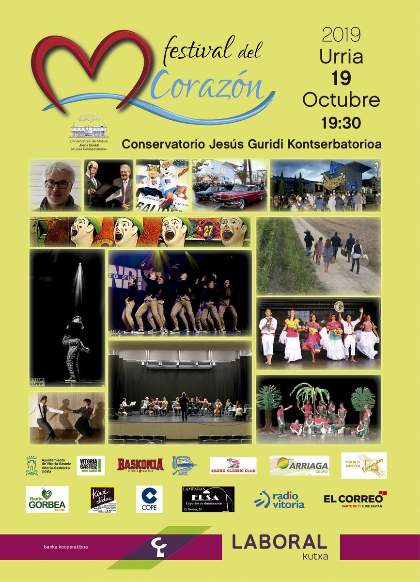 BravoXGasteiz's tweet photo. #FestivalDelCorazón en #VitoriaGasteiz
Coches clásicos, folklore colombiano, circo, flamenco, orquesta, coro, danza, premios... Y lo mejor de todo: el público al que va destinado.
Festival del ❤
Hoy sábado, 19:30 h.
Conservatorio de Música Jesús Guridi
Presenta: @J1Bravo https://t.co/2eDUBXImI2