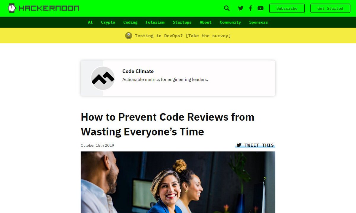 Devcide1's tweet image. How to Prevent Code Reviews from Wasting Everyone’s Time
#codereviewprocess #codereview #reviewer #codereviews #teams #development
via hackernoon.com
☛ amp.gs/qljw