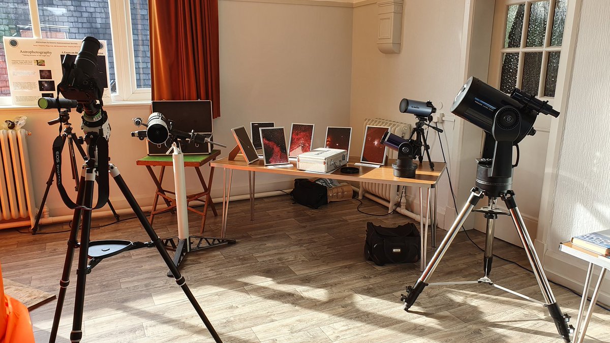 Some of the telescopes on show at our Astronomical Open Day today. We're open until 4pm at Timperley Village Club, Stockport Rd, Timperley, WA15 7UT. #altrincham #timperley #astronomy