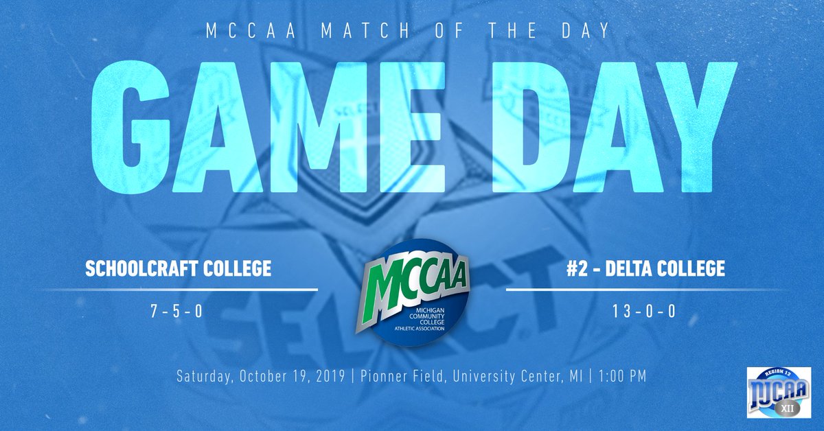MCCAA MATCH OF THE DAY: Is the NJCAA Region XII Division III Women's Soccer Championship. #2 - Delta College host Schoolcraft College at 1 PM. Live stats: njcaaregion12.org/sports/wsoc/20…