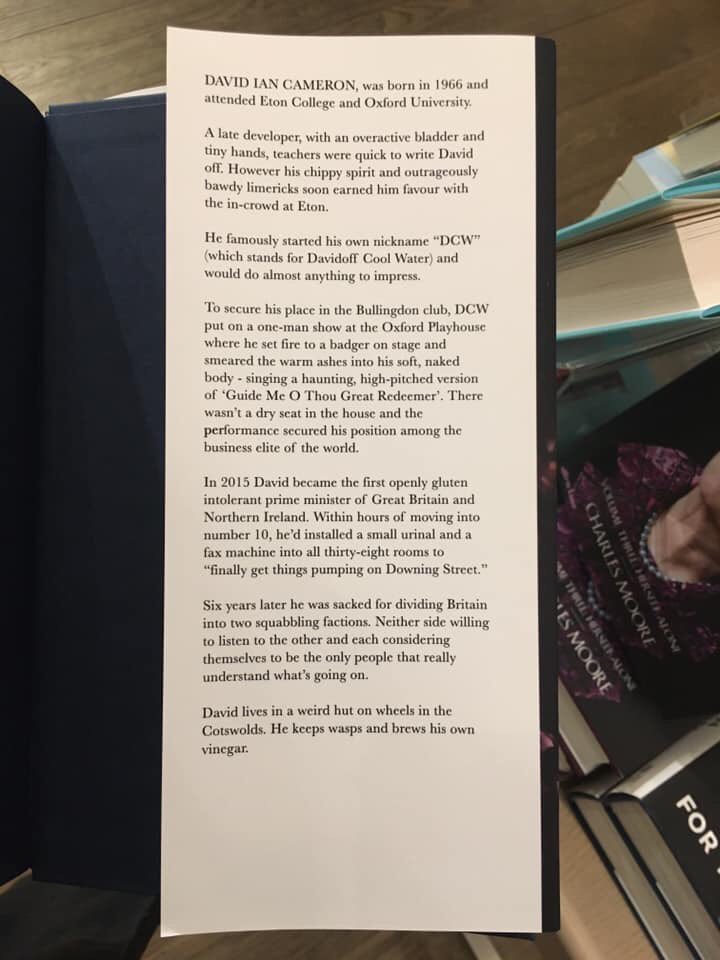 Greg0wen's tweet image. Someone has added fake book covers to #DavidCameron’s book in Foyles, Charing Cross Road! 🤣 *📸credit to Alex Bray