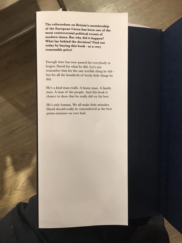 Greg0wen's tweet image. Someone has added fake book covers to #DavidCameron’s book in Foyles, Charing Cross Road! 🤣 *📸credit to Alex Bray