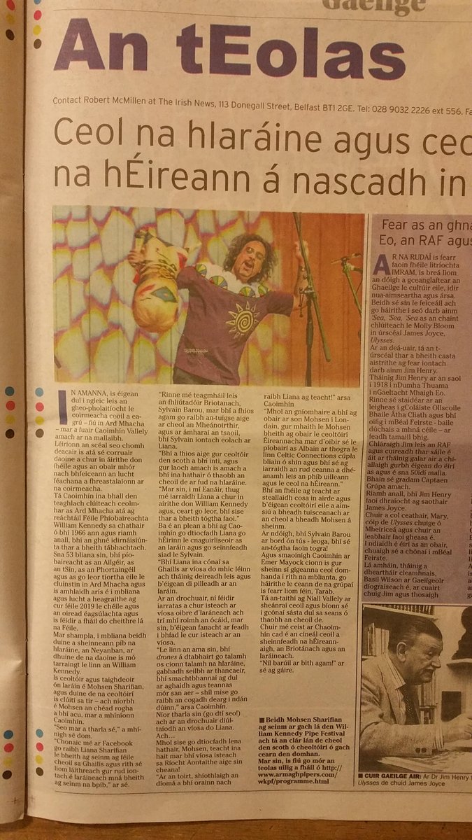Armagh_Pipers's tweet photo. Alt iontach ó @robert_mcmillen san Irish News! #wkpf #pipingfestival @ForasnaGaeilge @visit_armagh @Cairdeteo https://t.co/51JPiqK7YJ