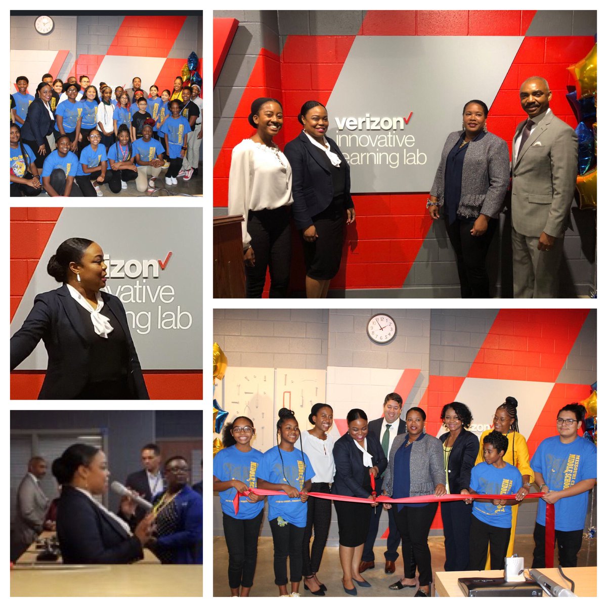 MCMSCoogs's tweet photo. @MCMSCoogs Ribbon Cutting Ceremony to officially open our @FortBendISD 💻📱#VerizonInnovativeLearningLab Thank you Mayor Yolanda Ford, @verizon @HeartofAmericaF and #ArizonaStateUniversity for their partnership and time. You are Amazing! #GoodToGreat 🐾 https://t.co/qsq3tWpmFX
