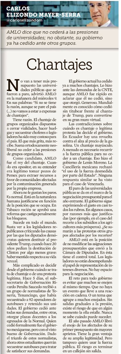 "El reto para todo gobierno es evitar que muchos se enojen al mismo tiempo. Que no haya un evento que lleve a una reacción en cadena. O un tema que agrupe a muchos enojados": @carloselizondom https://refor.ma/cbRpu