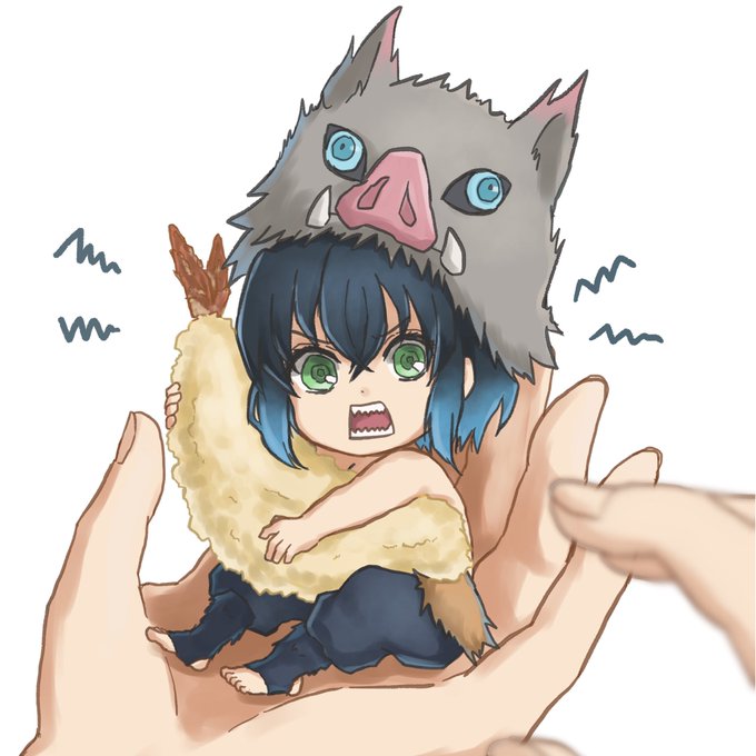 のらさんがTwitterに投稿した嘴平伊之助(鬼滅の刃)のイラスト。