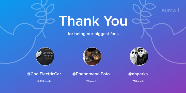 SpareCharge's tweet photo. Our biggest fans this week: CoolElectricCar, PhenomenalPoto, nhparks. Thank you! via https://t.co/q3rhhYDkfh https://t.co/hDLM2t31Pa