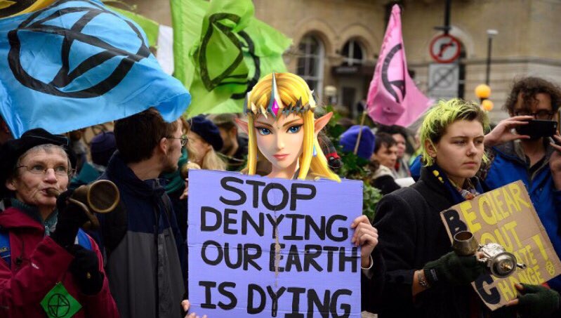 Princess  #Zelda showing her support for Planet Earth as she marches through the streets of London with Extinction Rebellion.
