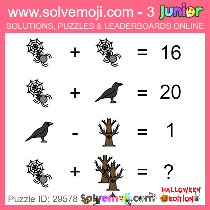 solvemoji's tweet photo. Check out this cool junior 3 classic puzzle from Solvemoji, can you solve it?
#solvemoji #halloween #scary #freepik https://t.co/RBWoiG1kLf