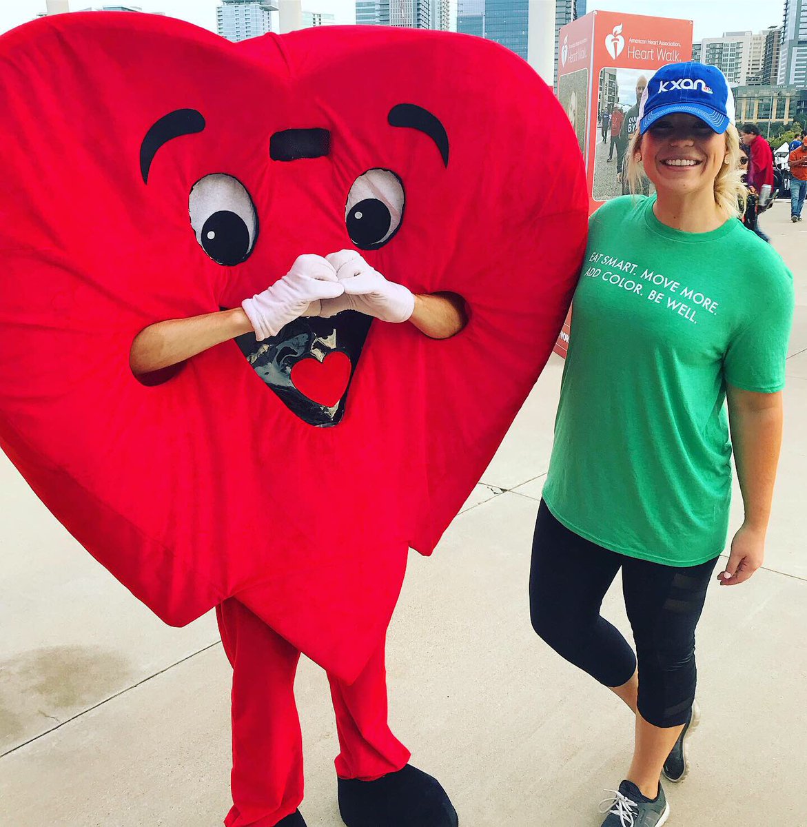 KristenCurrieTV's tweet photo. Fun morning out at the @AHAAustin ‘Heart Walk’ ❤️ 

Thank you to everyone who stopped by the @KXAN_News tent! We were able to get +200 people trained in hands-only CPR - one step closer to fulfilling our goal of reducing the bystander rate! #KXANsimplehealth #HeartWalk https://t.co/E1NiRGOUMJ