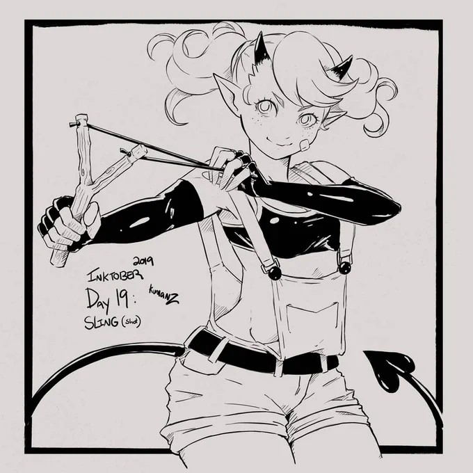 #inktoberday19 ! A demon girl! I hope a slingshot counts ?
•
•
#inktober #inktober2019 #artistsontwitter 