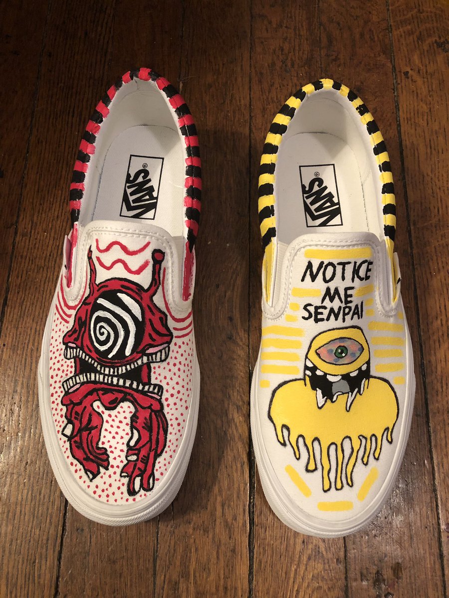 tyranosaurusDAN's tweet image. Newest #CyclopsArmy custom shoes I made, think they came out pretty 🔥🔥 @Subtronics @Cyclops_Army shout out Aaron Brooks for the original art