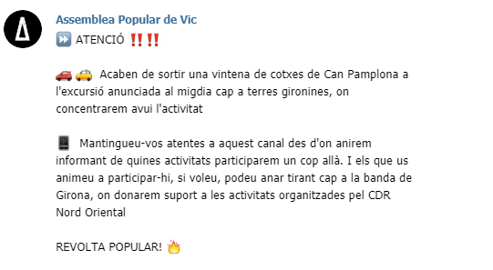 asspopularvic's tweet photo. El primer punt de trobada per a la gent de Vic i Alt Ter que està responent a la crida de Nord-Oriental és davant dels jutjats de Girona. A partir d'allà es continuarà l'excursió cap a un altre punt

Ubicació dels jutjats de Girona: https://t.co/hSNVvSJHg6 https://t.co/Z97I8XOJLl