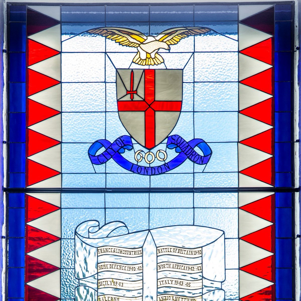A Commemorative Window dedicated to 600 (City of London) Squadron was unveiled in the church at RAF Northolt today attended by HAC, Viscount Trenchard.
