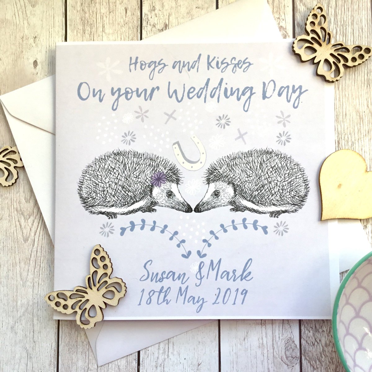 Personalised Hedgehog Wedding Card - Hogs and Kisses - Wedding Date - Hedgehog Lover Card - Card For Friends - Custom Marriage Card. tuppu.net/48d75c0d #Slumbermonkey #Etsy #CustomWeddingCard