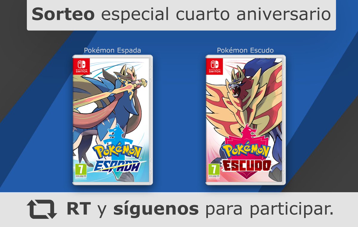 Con motivo de nuestro cuarto aniversario, sorteamos una copia digital de Pokémon Espada o Pokémon Escudo. El sorteo termina el 10 de noviembre. Suerte a todos.

⚠️RT a este Tweet.
⚠️Sigue a @PokemonAlphaXYZ.