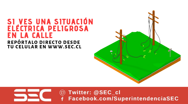 👀 Si ves una situación eléctrica peligrosa en la vía pública como problemas en los transformadores, o cables en el piso, repórtalo directo desde tu celular 🤳 en 👉 sec.cl