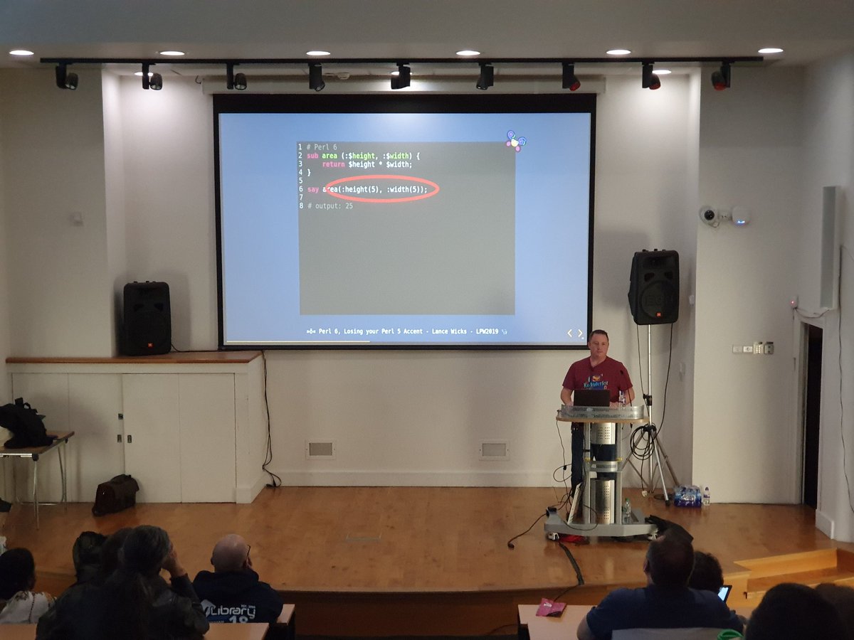 LondonPerl's tweet image. Lance Wicks is telling us how to lose your #perl5 accent in #perl6 #raku at the #lpw2019