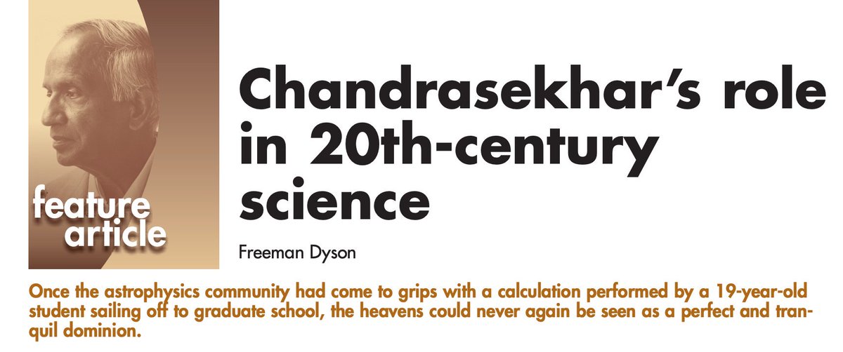 In 2010, at a symposium honoring Chandra's contributions at the University of Chicago (among other things, the x-ray telescope Chandra is named after him), Freeman Dyson talked about the momentous impact of the 19-year-old's calculations on white dwarfs, done on a boat to England