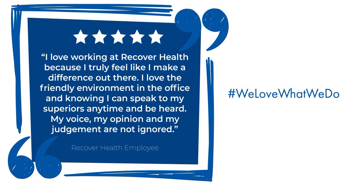 Recover_Health's tweet photo. Our #RecoverHealth family is dedicated to the rewarding work of making a meaningful difference in people's lives everyday. #welovewhatwedo https://t.co/FU3H9f6frX