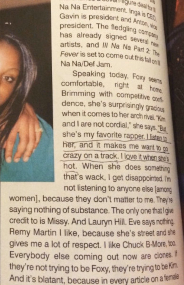 Time goes on & the year 2002 arrives. Foxy does an interview in July 2002 with XXL as she was working on her 4th album ‘Ill Na Na 2: The Fever.’ During this interview she speaks on female rappers, and she actually gives Kim her props: