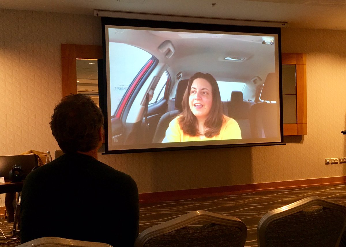 nsad_ie's tweet photo. Through the power of technology, we got to speak to hilarious US stand-up comedian and author @ninagcomedian... in a car park in @ATLairport!! 🚗

#NSAD2019 #GrowthThroughSpeaking https://t.co/mQ6Bnky7w1