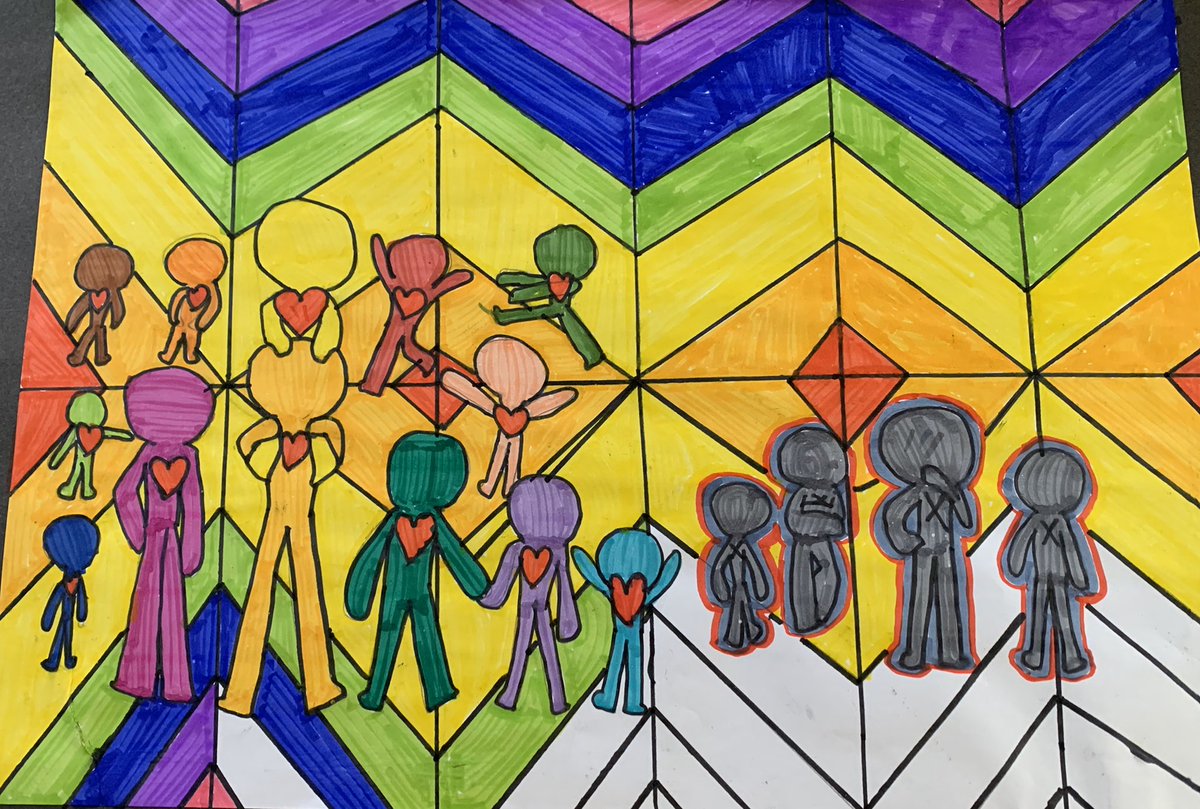 MsSimmonsLHS's tweet photo. Just a few pictures of the fantastic artwork created by Team Walnut in the style of Keith Haring. @HeadLHS https://t.co/pNCfdakTPr